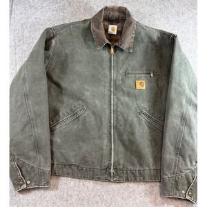 VTG 90s Carhartt Detroit Jacket Mens XL Green Blanket Lined Work Outdoor Canvas